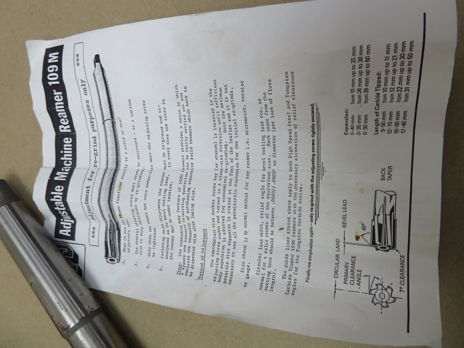 Taylor & Jones 24mm Morse Taper MT3 Adjustable Machine Reamer In Box